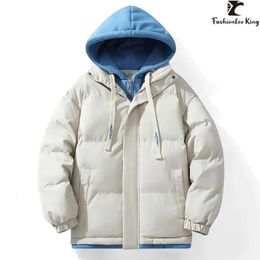 Men's Down Parkas Unsex Winter Jacket Thicken Warm Coat Mens Hooded Jackets Solid Colour Parka Women Fashion Hoodie Streetwear 231011