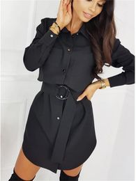 Urban Sexy Dresses Fashion Women OL T Shirt Dress Elegant Long Sleeve Loose shirt Mini Ladies Dames Casual Plain Streetwear vestidos 231011