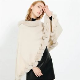 Shawls Ladies Elegant Winter Plush Shawl Cape Top Female Fashiona Fur Collar Wide Hem Pullover Coat Simulation Cashmere One Size 231012