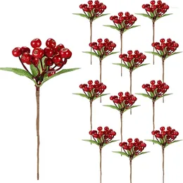 Party Favour 20PCS Artificial Red Berries Twig Stem Flowers Fake Bunch For Christmas Tree Decorations And DIY Craft