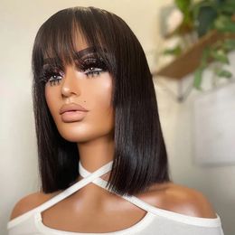 Synthetic Wigs Brazilian Human Hair Wig On Sale Glueless Straight Short Bob Wigs With Bangs Full Machine Made Bob Wigs For Women 231012