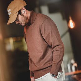 Men's Sweaters Maden Mens Turtleneck Vintage Solid Colour Basic Sweater High Collar Warm Winter Pullover Simple Fashion Casual Wear 231011