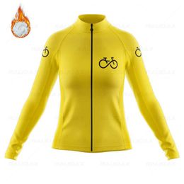 Cycling Shirts Tops Women Winter Fleece Cycling Jersey Long Sleeve Bicycle Clothese Outdoor Sports MTB Bike Warm Clothing Ropa Ciclismo Mujer 231011