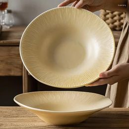 Dinnerware Sets Vintage Style Ceramic Straw Hat Bowl Japanese High-end Tableware Light Luxury Thick Soup Western Pasta