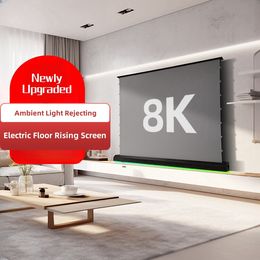 150 Inch Home Theatre ALR Electric Floor Rising Projector Screen With Ceiling Ambient Light Rejecting, IR/RF Remote Control/12V Trigger