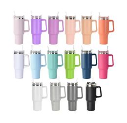 40oz stainless steel tumbler with handle lid straw large capacity beer mug water bottle outdoor camping cup vacuum insulated drink4814359