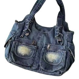 HOT Hobo Casual Washed Denim Shoulder Bags Y2K New Spicy Girl Big Bag Oblique Span Large Capacity Women