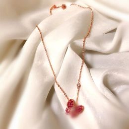 forma di arrivo in argento s925 con collana di diamanti fucsia e bianchi in oro rosa 18 carati placcato per gioielli da sposa da donna, regalo gratuito