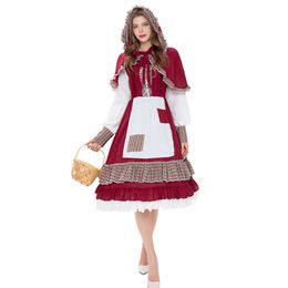 Cosplay Adult Anime Maid Cosplay Costume Lolita Dress Medieval Sweet Wine Red Gothic Sexy Party Fancy Girl Halloweencosplay