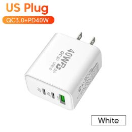 PD 60W Fast USB Charge Charger 3Ports EU/US Plug Wall Charger Adapter For iPhone 14 13 Xiaomi Huawei Samsung USB C Phone Charger