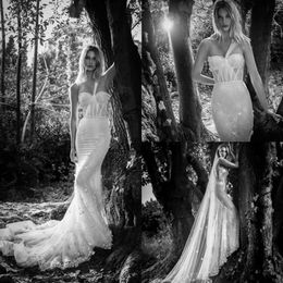 Inbal Dror 2019 Mermaid Wedding Dresses Sweetheart Lace 3D Floral Appliques Plus Size Bridal Gowns Sexy Beach robe de mariee3043