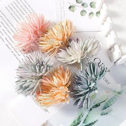 Decorative Flowers 12cm Simulated Snow Lotus Bouquet With White Frost Gradient Color Diy Handmade Wreath Paired Plant Product