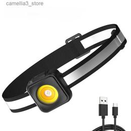 Head lamps High Brightness Outdoor COB Headlamps Rechargeable Headlights with Red Warning and Portable Design for Camping Night Fishing Q231013