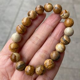 4mm 6mm 8mm 10mm 12mm Natural Picture Jasper bracelet Gemstone Healing Power Energy Beads Elastic stone round Beads bracelet