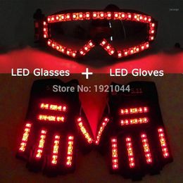 New High Quality LED Laser Gloves LED Light up Glasses Bar Show Glowing Costumes Prop Party DJ Dancing Lighted Suit1281r
