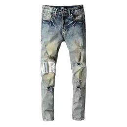 23ss designer mens jeans jeans jeans jean designer printed letters, blue holes, high street patches, slim men's trousers worn outside jeans