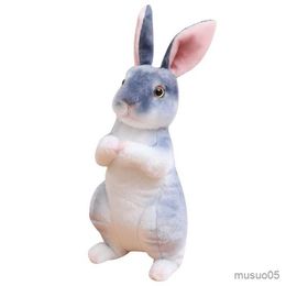 Christmas Toy Supplies Simulation Rabbit Plush Doll Realistic Cute Furry Animal Bunny Toy Model Christmas Gift Home Decoration R231012