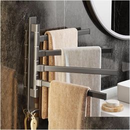 Bathroom Storage Organization Towel Rack Rotatable Shees With Hook No Drill Shower Hanger Kitchen Shelf Accessories Drop Delivery H Dhbwx