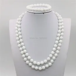 Necklace Earrings Set 8mm Natural White Tridacna Beads Bracelet Sets Women Girls Christmas Gifts DIY Fashion Jewelry Making Stone Gems