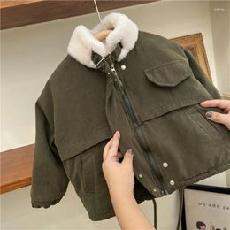 Jackets Korean Children's Winter Thickened Padded Boys Girls High Collar Thick Coat Baby Clothes Kids Jacket Girl