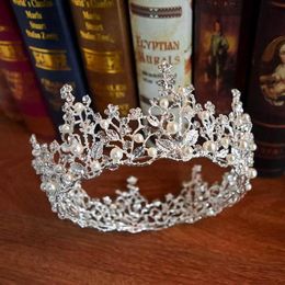 Floral Pearl Baroque Bridal Tiaras Crowns Hair Jewellery Women Headband Rhinestone Crystal Pageant Diadem Wedding Accessories Clips 294l