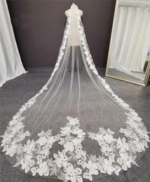 Bridal Veils GIOOMANN 3m Long Flower Lace Wedding Veil Cathedral With Comb Accessories Applique Big Petals Floral