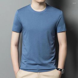 Men's T Shirts High Quality Silk Cotton Tops 2023 Summer Casual Smooth Mercerized T-Shirt Male Plain Tee Short Sleeved