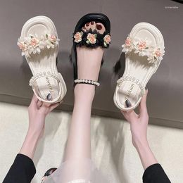 Sandals Women Summer Fashion Platform Open Toe Designer Slippers Mid Heels Beige Non-Slip Casual Ladies Shoes Zapatos Mujer