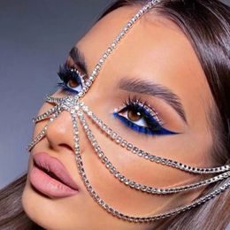 Other Fashion Accessories Layered Face Chain Mask Jewellery Decoration Hair Headdress Glitters Halloween Carnival Mask Gifts 231012