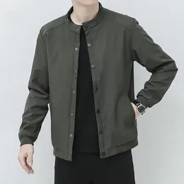 Men's Jackets Korean Style Spring And Autumn Jacket Casual Loose Fit Stand Collar Plus Size Mature Sturdy Male Workwear Top