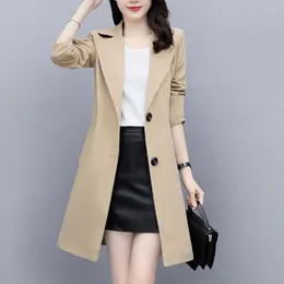 Women's Jackets Solid Colour Long Sleeve Coat Stylish Lapel Cardigan Double Button Trench With Pockets For Formal Business Style Ol