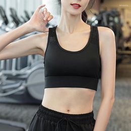 Yoga Outfit Women Sports Bra Fixed Cup Seamless Shockproof Push-up Cross Back Running Gym Without Steel Ring Underwear