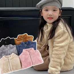 Jackets Kids Winter Clothes For Girls Coral Fleece Warm Baby Boys Fleecing Coat Soft Lock Temperature Liner Zipper Jacket 2-8y