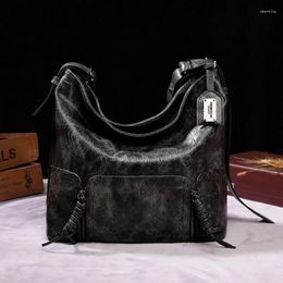Waist Bags Luxury Designer Women Handbags Vintage Oil Wax Leather Shoulder For Ladies Large Capacity Woman Crossbody Tote Bag