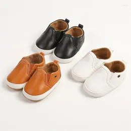 First Walkers Born Baby Shoes Solid Colour PU Leather Boys And Girls Casual Sneakers Soft Sole Non-Slip Toddler