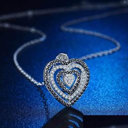 Pendant Necklaces Crystal Diamond Heart Necklace Pendant Romantic Hollow Love Women Necklaces Wedding Fashion Jewellery Will And Sandy G Dhsce