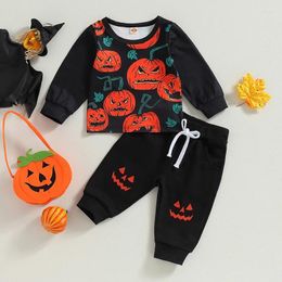 Clothing Sets CitgeeAutumn Halloween Toddler Boys Outfits Pumpkin Print Long Sleeve Sweatshirts And Pants Fall Clothes Set