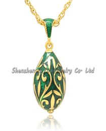 Fashion women jewelry real gold plated hand enameled Russian style Faberge egg pendant necklace with chain3276125