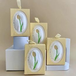 Party Favor 5pcs Bathroom Soft Quick Dry Embroidery Tulip Coral Flour Wedding Event Birthday Gift Towel Souvenir Box