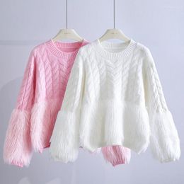 Women's Sweaters Sweet Pink Sweater Tops Women Pull Femme O-neck Fashion Knitting Ribbed Cropped Pullovers 2023 Ropa Mujer Casual Y2k Jumper