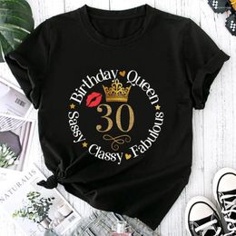 Women's T Shirts Lip Crown 30 Years Old Special T-Shirt 30th Birthday Casual Top Quality Design Graphic Black Tees Summer Short Sleeve