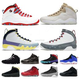Jumpman 9 10 Mens Basketball Shoes 10s Trainers Bulls Powder Blue Fire Red 9s University Gold Stealth Cement Steel Grey 10th Anniversary Ovo Black Retro Sneakers
