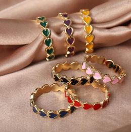 Cluster Rings 2023 Love Heart For Women Multi-color Peach Exquisite All-match Trend Jewellery Drop Oil Ring Wholesale Bulk