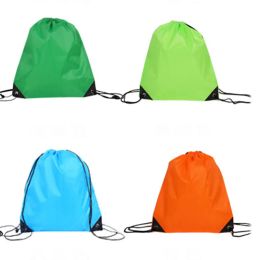 Portable D210 Polyester Drawstring Backpack Solid Color Sports Fashion String Folding Drawstring Bags Storage Handle Bags LL