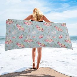 Towel Easter Spring Watercolor Flower Bath Swimming Bathroom Accessories Microfiber Beach Yoga Mat