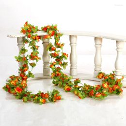 Decorative Flowers 2.3M40 Flower Head Artificial Rose Vine Wreath Wedding Arch Decoration Fake Plant Leaf Tailing Ivy