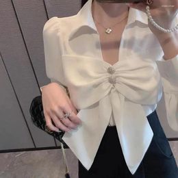 Women's Blouses Bow Long Sleeve Women Elegant Females All-match Spring Clothing Ropa Mujer Design Retro Chic Fashion Korean Style