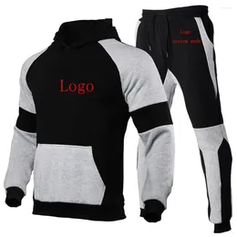 Men's Tracksuits Logo Customization 2024 Winter Hoodies Pants Running Autumn Sweatshirts Sweatpants Two Pieces Suit