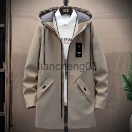 Men's Trench Coats 2022 Autumn And Winter New Mid-Length Slim Windbreaker Men's Youth Thin Jacket Men's l Hooded Plush Thickened Jacket Trend J231012