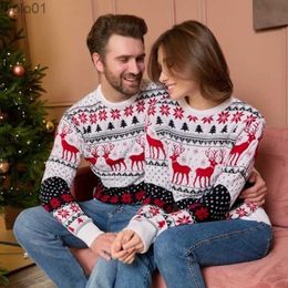 Women's Sweaters Christmas Couples Sweaters Winter Xmas Jacquard Knitwear for Men and Women New Year Warm Thick Jumpers Mom Dad Matching OutfitsL231107